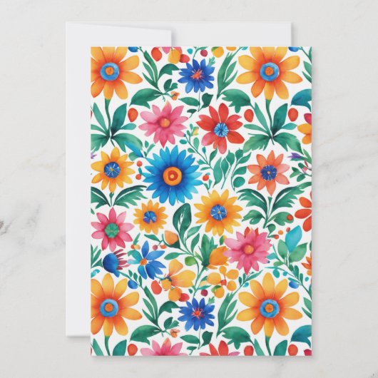 Kleurrijke Mexicaanse Floral Fiesta bruiloft Kaart (Achterkant)