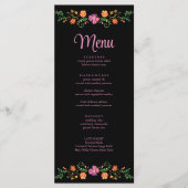 Kleurrijke Mexicaanse Floral Fiesta Bruiloft Menu  (Voorkant)