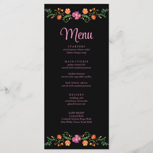 Kleurrijke Mexicaanse Floral Fiesta Bruiloft Menu 