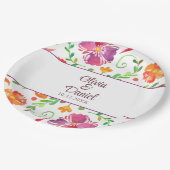 Kleurrijke Mexicaanse Floral Fiesta bruiloft Papieren Bordje (Gekanteld)