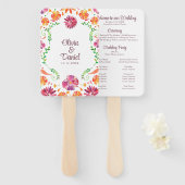 Kleurrijke Mexicaanse Floral Fiesta bruiloft progr Handwaaier (Voorkant en achterkant)