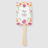 Kleurrijke Mexicaanse Floral Fiesta bruiloft progr Handwaaier (Voorkant)