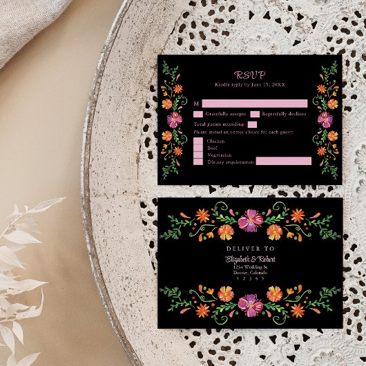Kleurrijke Mexicaanse Floral Fiesta Bruiloft RSVP  Bedankkaart