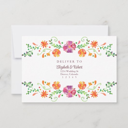 Kleurrijke Mexicaanse Floral Fiesta Bruiloft RSVP  Bedankkaart (Achterkant)