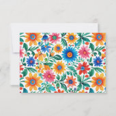 Kleurrijke Mexicaanse Floral Fiesta bruiloft RSVP Kaartje (Achterkant)