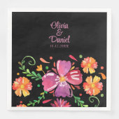 Kleurrijke Mexicaanse Floral Fiesta bruiloft Servet (Voorkant)