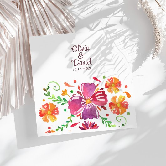 Kleurrijke Mexicaanse Floral Fiesta bruiloft Servet