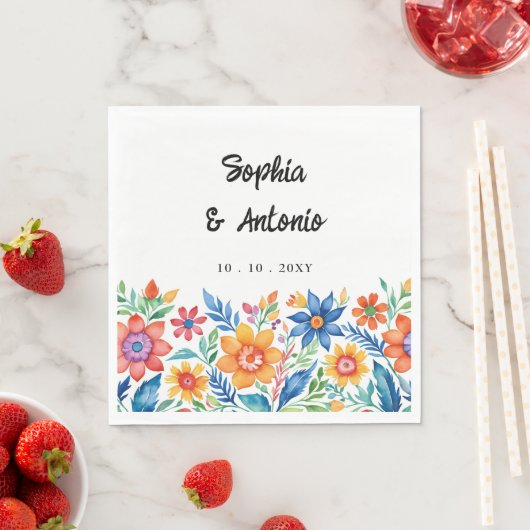 Kleurrijke Mexicaanse Floral Fiesta bruiloft Servet (Insitu)