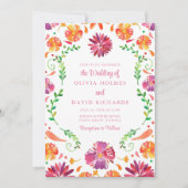 Kleurrijke Mexicaanse Floral Fiesta bruiloft uitno Kaart (Voorkant)