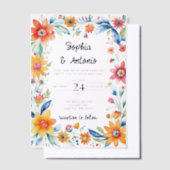 Kleurrijke Mexicaanse Floral Fiesta bruiloft Vellum Uitnodigingen (Offset)