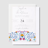 Kleurrijke Mexicaanse Floral Fiesta bruiloft Vellum Uitnodigingen (Offset)