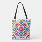 Kleurrijke Mexicaanse Floral Fiesta Canvas tas (Achterkant)