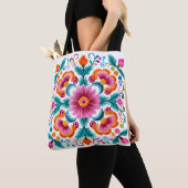 Kleurrijke Mexicaanse Floral Fiesta Canvas tas (Dichtbij)