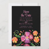 Kleurrijke Mexicaanse Floral Fiesta Save the Date  Kaart (Voorkant)