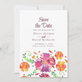 Kleurrijke Mexicaanse Floral Fiesta Save the Date Kaart (Voorkant)