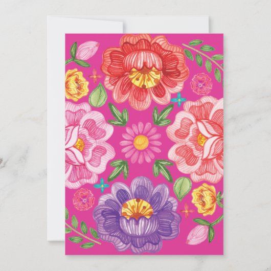 Kleurrijke Mexicaanse Floral Fiesta sparen de datu Kaart (Achterkant)