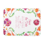 Kleurrijke Mexicaanse Floral Fiesta sparen de datu Magneet (Horizontaal)