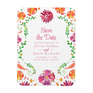 Kleurrijke Mexicaanse Floral Fiesta sparen de datu Magneet