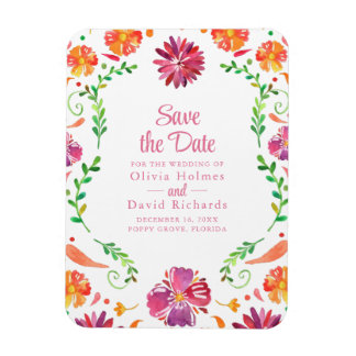 Kleurrijke Mexicaanse Floral Fiesta sparen de datu Magneet