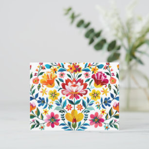 Kleurrijke Mexicaanse Folk Art Floral Briefkaart