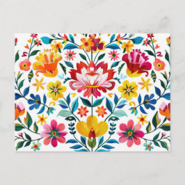 Kleurrijke Mexicaanse Folk Art Floral Briefkaart