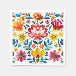 Kleurrijke Mexicaanse Folk Art Floral Servet