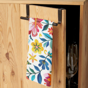 Kleurrijke Mexicaanse Folk Art Floral Theedoek