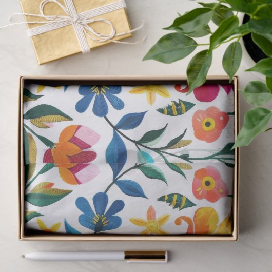 Kleurrijke Mexicaanse Folk Art Floral Tissuepapier (Geschenk)