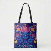 Kleurrijke Mexicaanse Folk Art Floral Tote Bag (Voorkant)