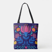 Kleurrijke Mexicaanse Folk Art Floral Tote Bag (Achterkant)