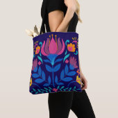 Kleurrijke Mexicaanse Folk Art Floral Tote Bag (Dichtbij)