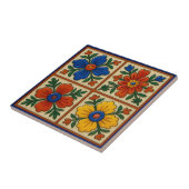 Kleurrijke Mexicaanse Folk Traditionele Bloemenkun Tegeltje (Zijkant)