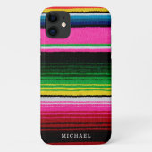 Kleurrijke Mexicaanse Gestreepte Deken w / Naam Case-Mate iPhone Case (Achterkant)