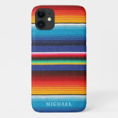 Kleurrijke Mexicaanse Gestreepte Deken w / Naam Case-Mate iPhone Case (Achterkant)