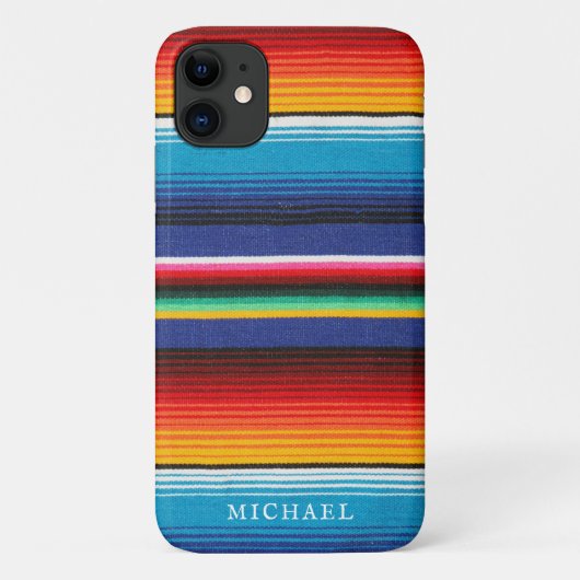 Kleurrijke Mexicaanse Gestreepte Deken w / Naam Case-Mate iPhone Case (Achterkant)