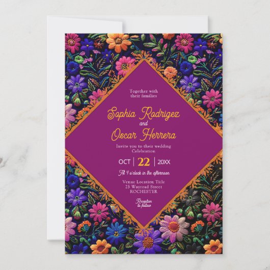 Kleurrijke Mexicaanse huwelijksuitnodiging Kaart (Voorkant)