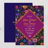 Kleurrijke Mexicaanse huwelijksuitnodiging Kaart (Voorkant / Achterkant)