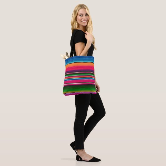 Kleurrijke Mexicaanse lanket Rainbow Spaans mandje Tote Bag (Op model)