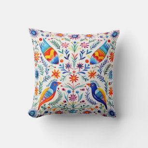 Kleurrijke Mexicaanse Patroon Sierkussen Vogels