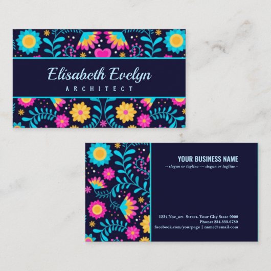 Kleurrijke mexicaanse screensaver visitekaartje (Voorkant / Achterkant)