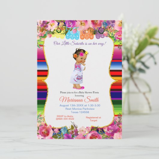 Kleurrijke Mexicaanse senorita Fiesta Meisje Baby  Kaart (Staand voorkant)