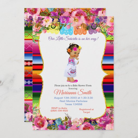 Kleurrijke Mexicaanse senorita Fiesta Meisje Baby  Kaart (Voorkant / Achterkant)