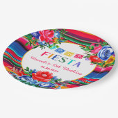 Kleurrijke Mexicaanse Serape & Bloemrijke Verjaard Papieren Bordje (Gekanteld)