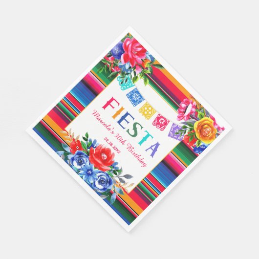 Kleurrijke Mexicaanse Serape & Floral Fiesta Verja Servet (Hoek)