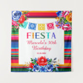 Kleurrijke Mexicaanse Serape Floral Fiesta Wandkleed (Voorkant)
