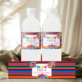 Kleurrijke Mexicaanse Serape Floral & Fiesta Waterfles Etiket