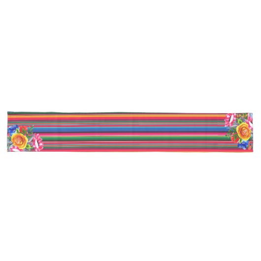 Kleurrijke Mexicaanse Serape & Floral Lange Tafelloper (Horizontaal)