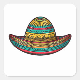 Kleurrijke Mexicaanse Sombrero Cinco De Mayo Vierkante Sticker