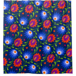 Kleurrijke Mexicaanse stijl Floral Pattern Elegant Douchegordijn
