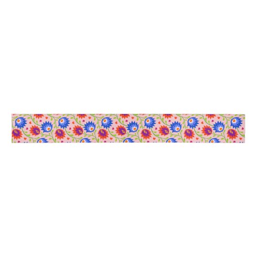 Kleurrijke Mexicaanse stijl Floral Pattern Elegant Grosgrain Lint (Voorkant)